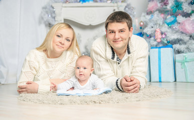 portrait of happy family in Christmas.