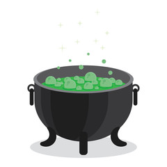 cauldron of boiling green liquid.