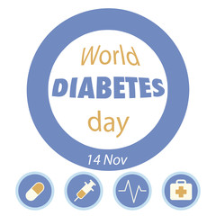 blue circle symbol of the international day of diabetes with yel