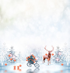  forest in the frost. Winter landscape. Snow covered trees