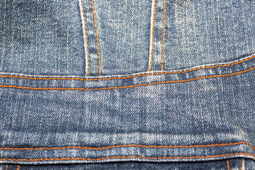 jean on wooden desk make pattern background,line of jean ,bag of jean,font and back of jean on wooden desk