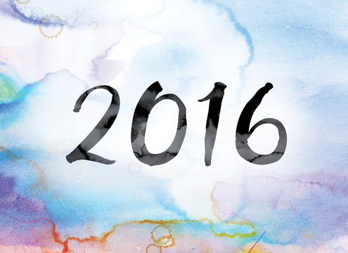 2016 Colorful Watercolor and Ink Word Art