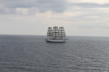 Fototapeta na wymiar frigate on the ocean