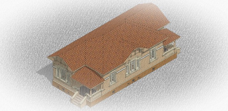 Casa isometrica 3d ilustraci&oacute;n boceto
