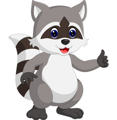 Raccoon cartoon waving