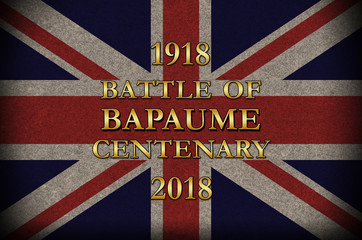 Fototapeta premium Grunge Style. World War 1 Battle of Bapaume centenary British flag background