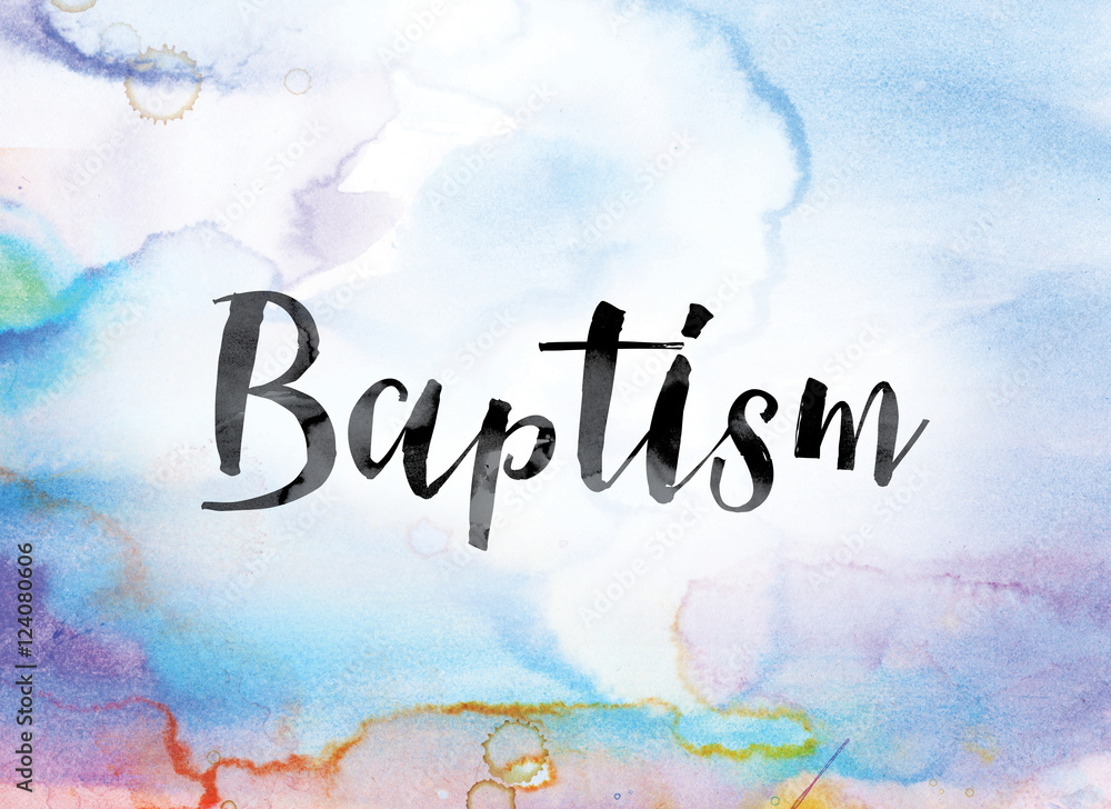 Sticker Baptism Colorful Watercolor and Ink Word Art