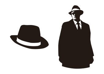 Fototapeta mafia and their hat silhouette design obraz