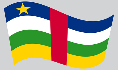 Central African Republic flag wavy gray background