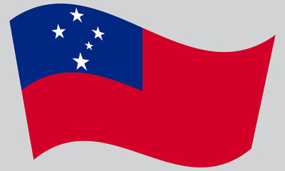 Flag of Samoa waving on gray background