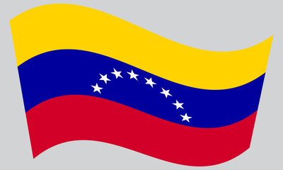 Flag of Venezuela waving on gray background