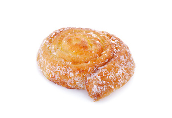 coconut bun roll swirl on white background