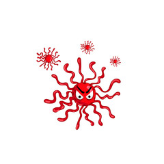 Cartoon bacteria character isolated vector illustration on white background. Cute fly germ infection vector character. Funny micro bacteria character.