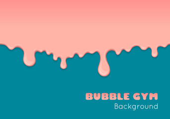Vector background with pink bubble gum or melting ice cream. Flow of sweet sticky liquid. Abstract illustration of splash. Burst off bubblegum. Cartoon design