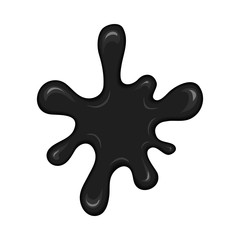 Vector blob of ink or oil. Splattered stain of paint, splash, drop black liquid. Design element for banner. Abstract vector illustration with splatter and blot isolated on white background.