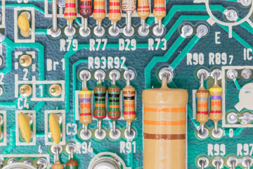 Condensers and Resistor assembly on the circuit board