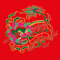 Chinese embroidery lion pattern