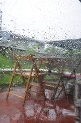 Rain drop on the window. Rainy day
