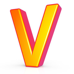 3d golden letter V