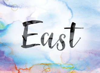 East Colorful Watercolor and Ink Word Art