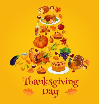 Thanksgiving day symbols in shape of pilgrim hat
