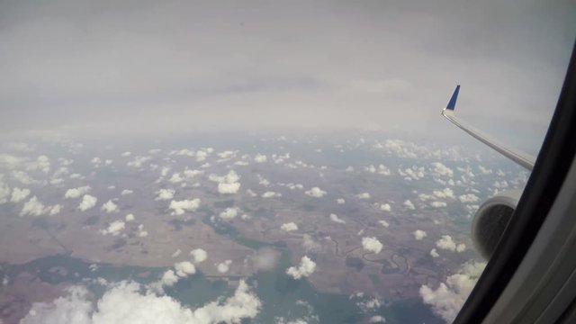 Airplane turbulence, time lapse POV shot of turbulence on an airplane.