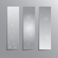 Vertical Grey Rectangle Banners. Snow, Winter.