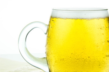 glass of beer on white background