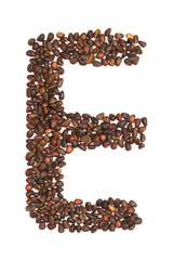 E letter made of cedar  nuts