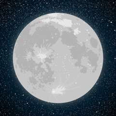 Starry night sky. Stars. Vector Moon.