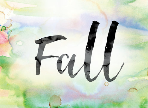Fall Colorful Watercolor and Ink Word Art