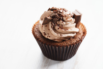 chocolate cupcake with chocolate butter cream swirl