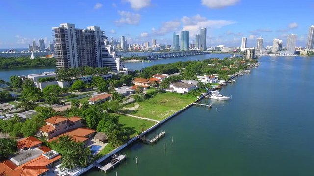 Aerial footage of Miami Beach Florida USA