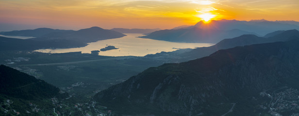 sunrise over the Boka Kotor, Montenegro
