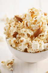 Sweet caramel popcorn in a bowl