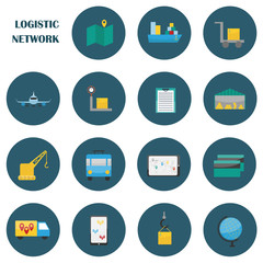 Vector illustration with logistic delivery flat icons