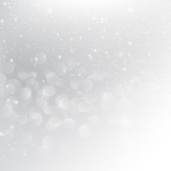 Snow fall with bokeh abstract grey background vector illustratio