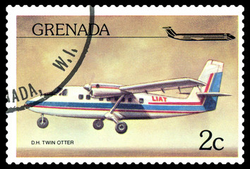 Postage stamp.  DHC-6 Twin Otter.