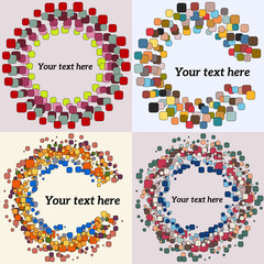 Set of Abstract Round Form with colored Vector Bubbles. Design Circle Template Background.
