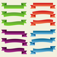 Set of  Colorful Empty Ribbons And Banners. Ready for Your Text or Design. Isolated vector illustration.
