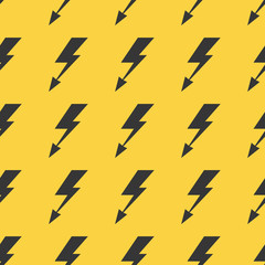 Black yellow lightnings vector seamless background