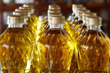 detail of olive oil on shelf for sell in the hypermarket, Thaila