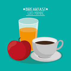 Coffee juice and apple icon. Breakfast fresh product and market theme. Colorful design. Vector illustration