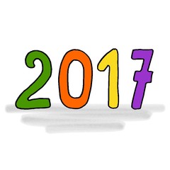 2017 bunte Jahreszahlen - Neues Jahr - Neuanfang Jahresanfang Neujahr - handgemalt handgezeichnet handlettering