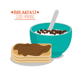 Pancakes and cereal icon. Breakfast fresh product and market theme. Colorful design. Vector illustration