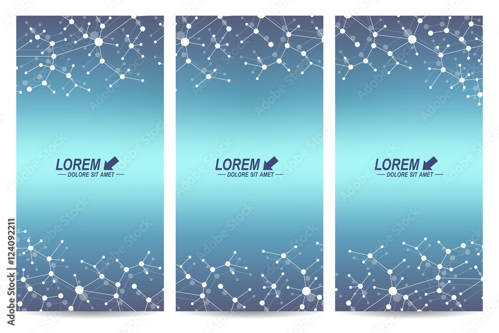 Aufkleber modern set of vector medical scientific flyers. geometric abstract presentation structure molecule a