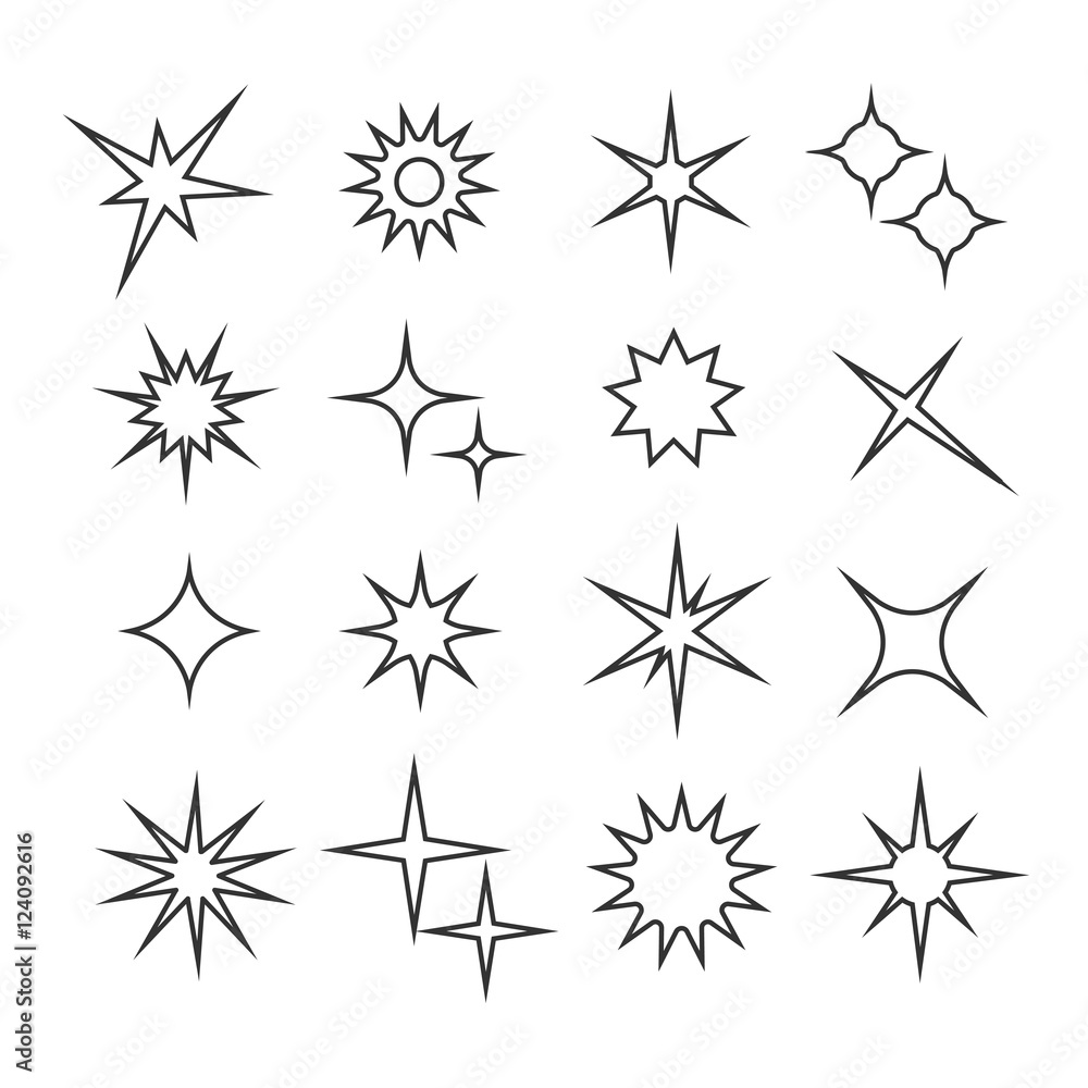 Canvas Prints sparkles, twinkle lights line vector icons