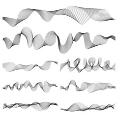 Abstract music sound waves pulse vector set