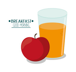 Apple and juice icon. Breakfast fresh product and market theme. Colorful design. Vector illustration
