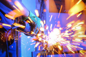 metal sawing close up